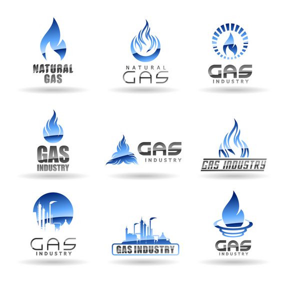 مجموعه ای از نمادهای انرژی گاز گاز طبیعی صنعت گاز