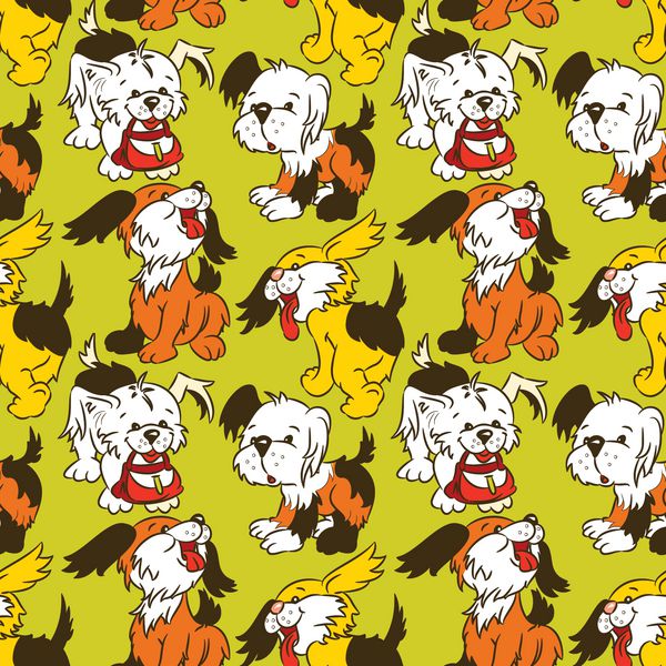 الگوی بدون درز - توله سگ های کارتونی خنده دار