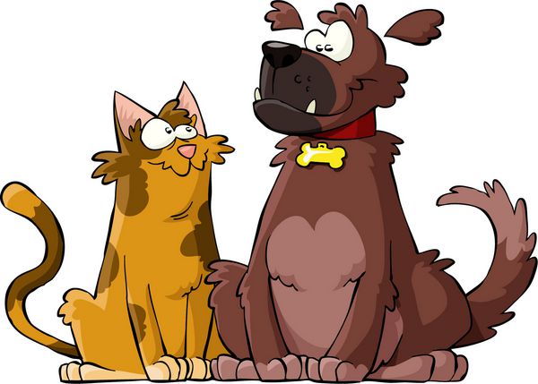 وکتور کارتونی سگ و گربه با هم