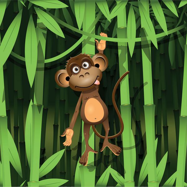 تصویر میمون قهوه ای در جنگل