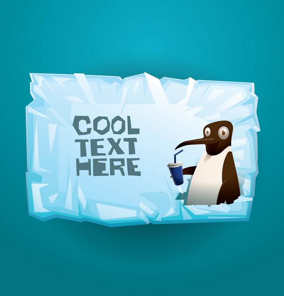 وکتور پنگوئن خنده دار روی بنر یخی 2