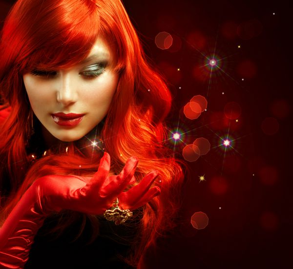 موی قرمز پرتره دختر مد شعبده بازي