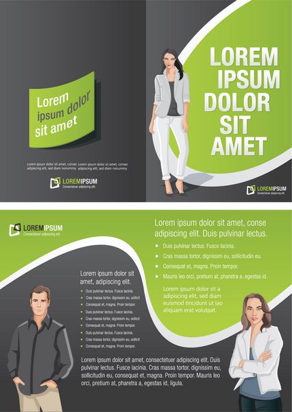قالب سیاه و سبز برای بروشور تبلیغاتی با افراد تجاری