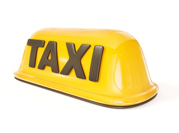 تابلوی تاکسی جدا شده در پس زمینه سفید