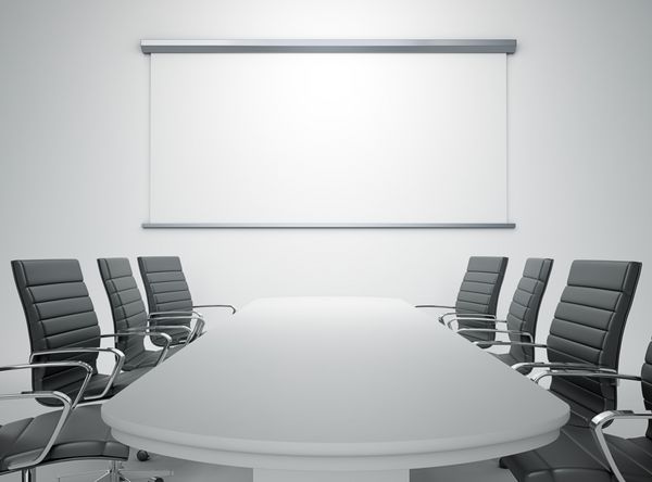 یک اتاق جلسه و میز کنفرانس خالی