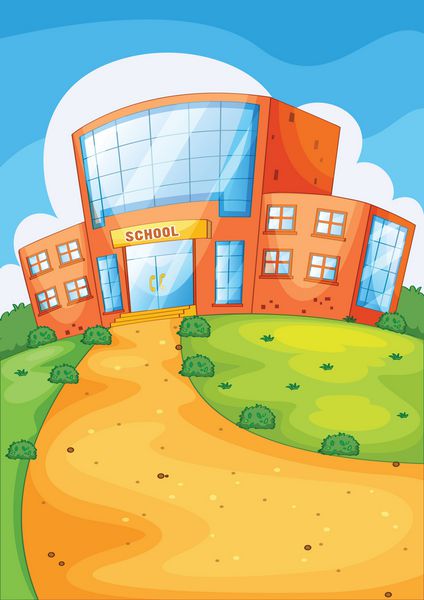 تصویر ساختمان مدرسه و مسیر