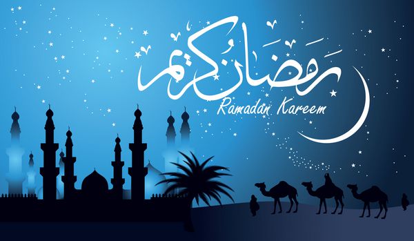 تبریک ماه مبارک رمضان به خط عربی کارت تبریک اسلامی ماه مبارک رمضان کریم وکتور