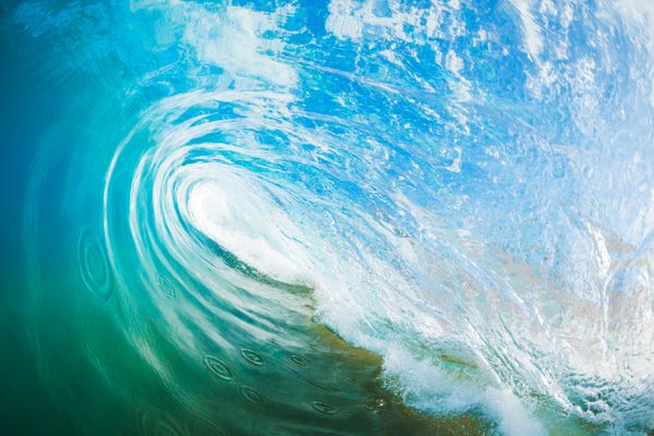 موج اقیانوس آبی نمای داخل موج