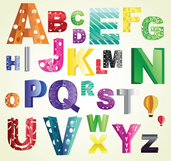 کاغذ برش زیبا abc برش های مختلف و رنگ های روشن می تواند به عنوان تزئین متن بخشی از لوگو یا حروف اول روشن در یک کتاب یا به عنوان نماد استفاده شود