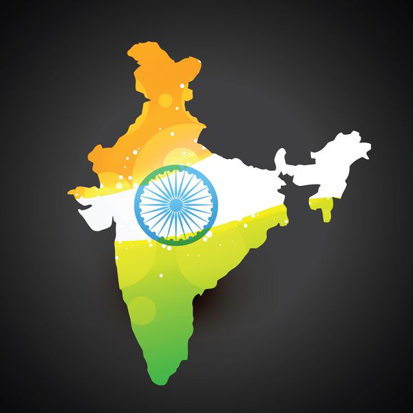 وکتور نقشه هند با هنر طراحی پرچم