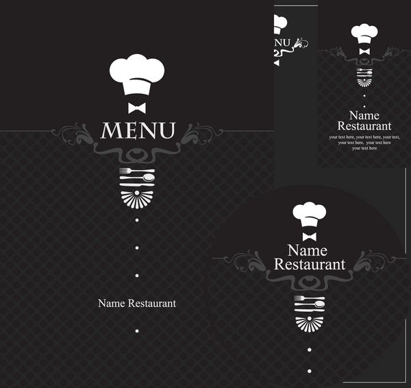 عناصر طراحی برای یک رستوران در سیاه