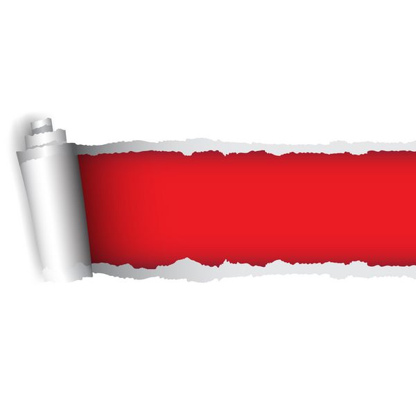 کاغذ سفید پاره شده در وکتور طرح پس زمینه قرمز