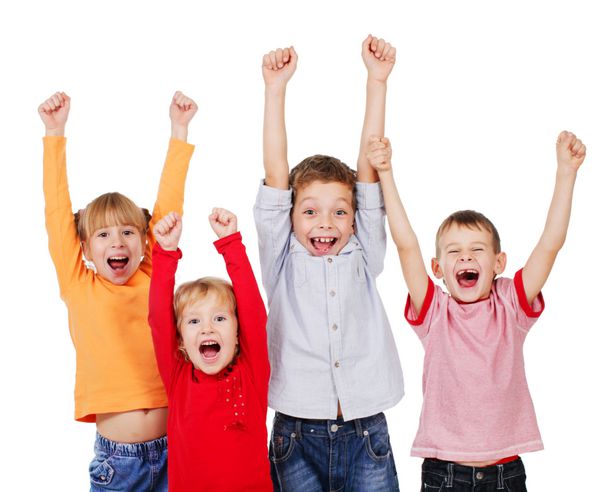 کودکان شاد با دستانشان جدا شده روی سفید بچه ها
