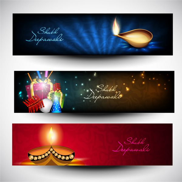 سرصفحه یا بنرهای وب سایت برای جشنواره جامعه هندو Diwali یا Deepawali