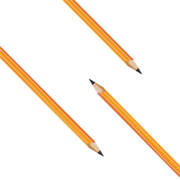 ترکیبی از سه مداد زرد در زمینه سفید بردار
