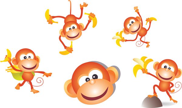 شخصیت میمون مصور اصلی با حالت‌های مختلف