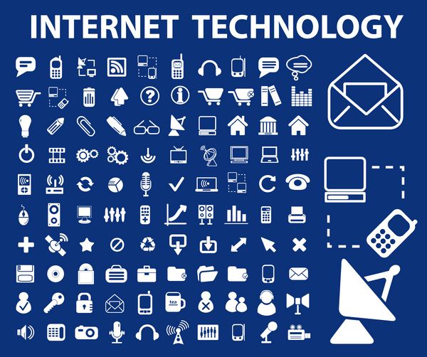 مجموعه آیکون های فناوری اینترنت وکتور