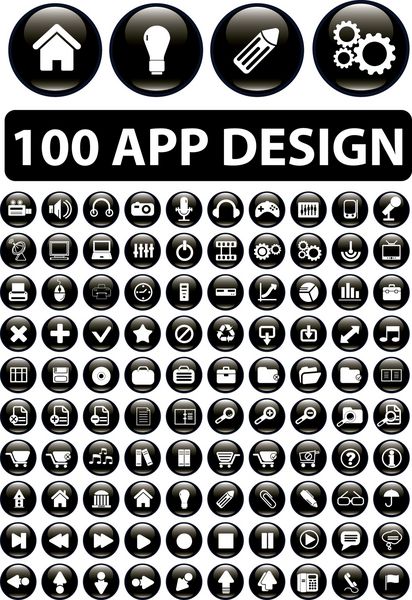 مجموعه 100 دکمه طراحی اپلیکیشن وکتور