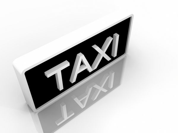 تصویر سه بعدی تابلوی تاکسی سیاه و سفید
