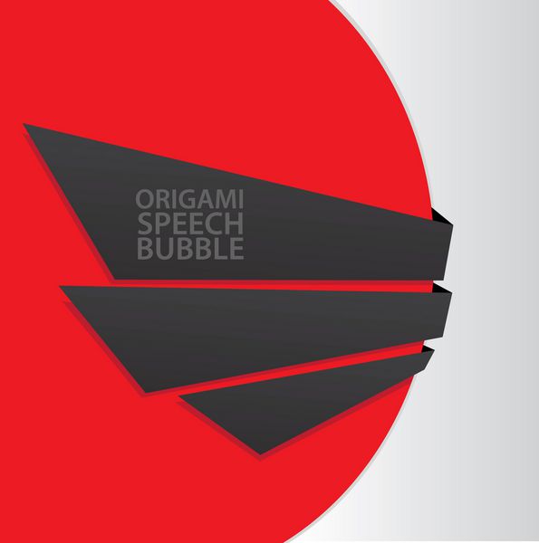 حباب گفتار اوریگامی براق سیاه و قرمز انتزاعی وکتور پس زمینه انتزاعی