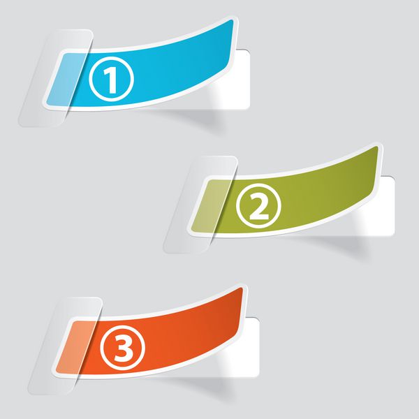 برچسب‌های برچسب چهار گزینه‌ای روی برگه‌های کاغذ در جیب وکتور