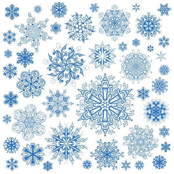 نمادهای وکتور کریسمس دانه های برف هنر گرافیک مجموعه دانه های برف