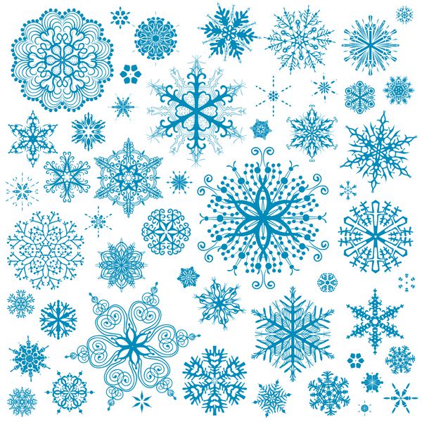 نمادهای وکتور کریسمس دانه های برف هنر گرافیک مجموعه دانه های برف