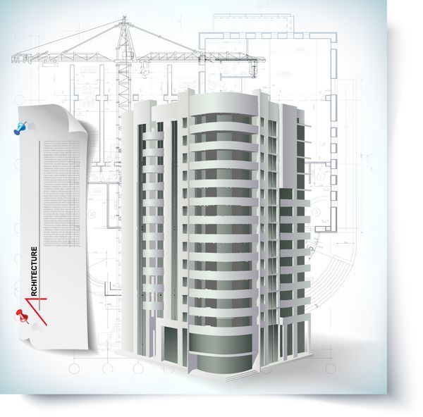 پس زمینه معماری با مدل ساختمان سه بعدی بخشی از پروژه معماری پلان معماری پروژه فنی ترسیم حروف فنی برنامه ریزی معماری روی کاغذ نقشه ساختمانی