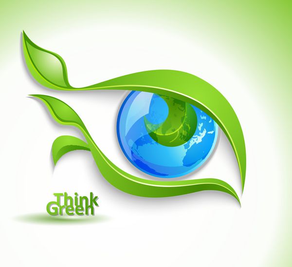 نماد محیط زیست - چشم با برگ های مژه