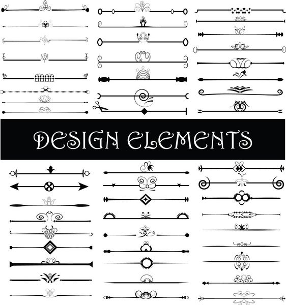 مجموعه ای از عناصر طراحی قدیمی - وکتور جدا شده روی سفید عناصر طراحی خوشنویسی و تزیین صفحه