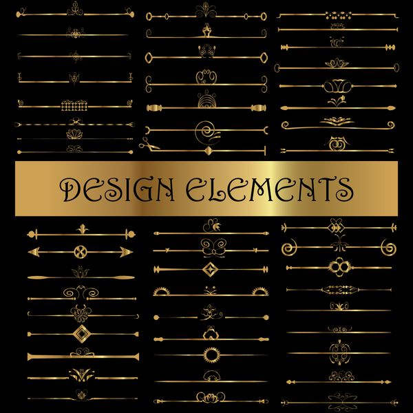 مجموعه ای از عناصر طراحی قدیمی - وکتور جدا شده روی مشکی عناصر طراحی خوشنویسی و تزیین صفحه
