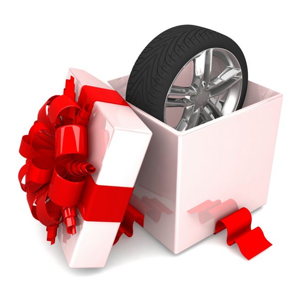 چرخ هدیه تخفیف به صورت رایگان جعبه کادویی باز شده با یک روبان قرمز مانند هدیه تصویر سه بعدی روی پس زمینه سفید