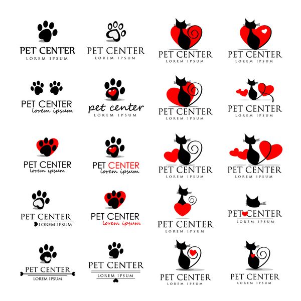 آیکون های گربه و سگ - جدا شده در پس زمینه سفید - وکتور طرح گرافیکی قابل ویرایش برای طرح شما لوگوی حیوانات خانگی