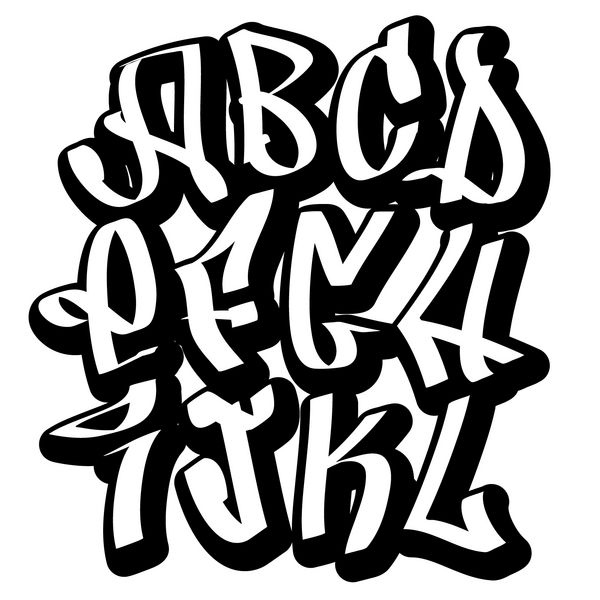 حروف الفبای فونت گرافیتی طرح گرافیتی از نوع هیپ هاپ