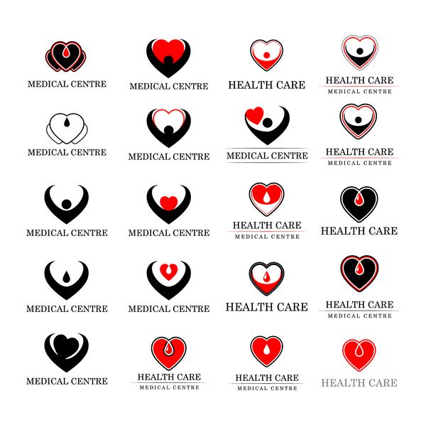 قلب - مجموعه آیکون های پزشکی - جدا شده در زمینه سفید - وکتور طرح گرافیکی قابل ویرایش برای طرح شما لوگوی قلب ها