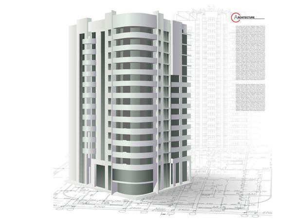 پس زمینه معماری با مدل ساختمان سه بعدی بخشی از پروژه معماری پلان معماری پروژه فنی پلان ساخت و ساز