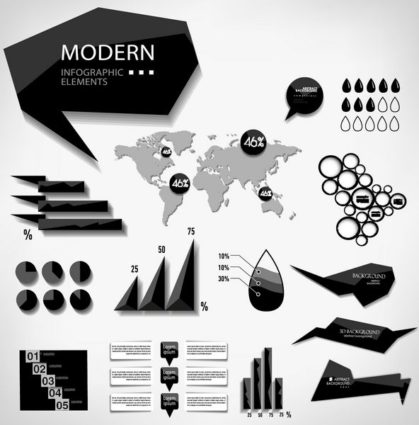 عناصر مدرن گرافیک اطلاعاتی نقشه جهان