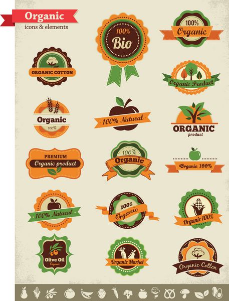 برچسب ها برچسب ها و عناصر گرافیکی مواد غذایی ارگانیک
