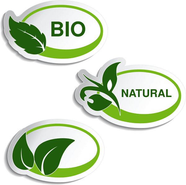 وکتور نمادهای طبیعی - برچسب با برگ گیاه