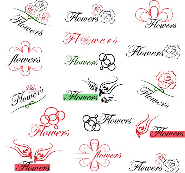 گل - مجموعه - جدا شده بر روی پس زمینه سفید - تصویر وکتور طرح گرافیکی قابل ویرایش برای طرح شما لوگوی گل