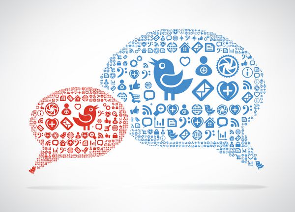 مفهوم رسانه های اجتماعی نماد ابر به شکل حباب گفتار