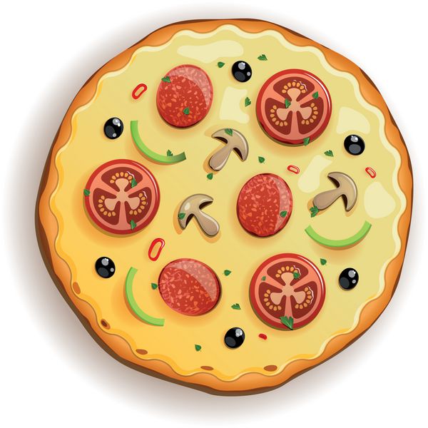 پیتزا ایتالیایی با گوجه فرنگی سوسیس و قارچ
