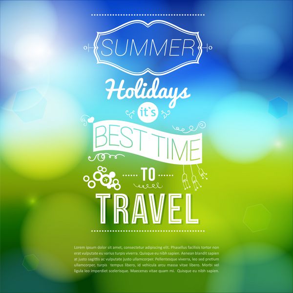 پوستر تعطیلات تابستانی با جلوه تار پس زمینه وکتور