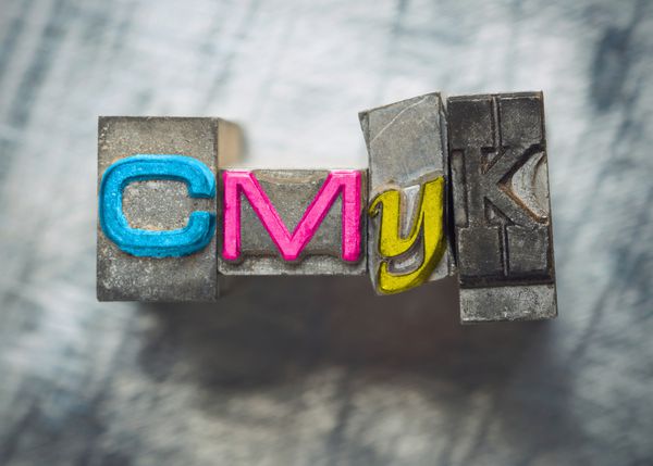 حروف CMYK با نوع لترپرس گرانج قدیمی