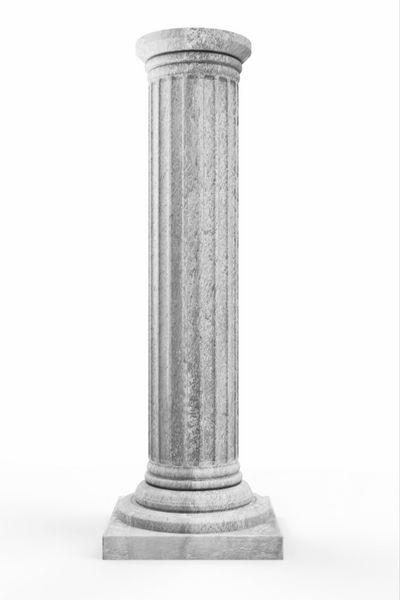 ستون کلاسیک باستانی جدا شده در پس زمینه سفید