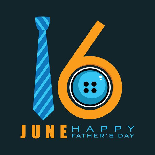 مفهوم روز پدر مبارک با متن 16 ژوئن ساخته شده توسط یک کراوات و دکمه در زمینه مشکی
