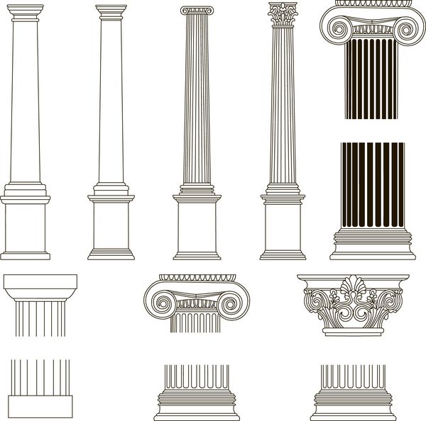 مجموعه ای از ستون یونانی به سبک قدیمی وکتور