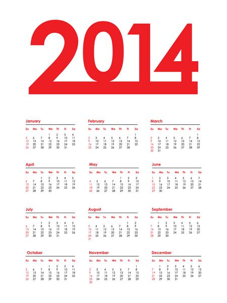 تقویم قرمز ویژه سال 2014