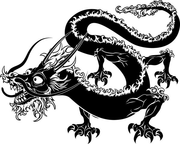 تصویری از یک اژدهای شرقی چینی تلطیف شده احتمالاً یک خال کوبی اژدها