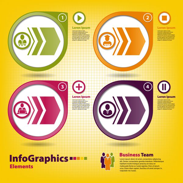 چهار عنصر طراحی چند رنگ برای اینفوگرافیک